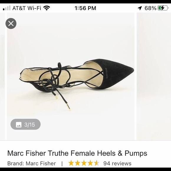 Marc Fisher Black Suade Heels 8M - Picture 5 of 6